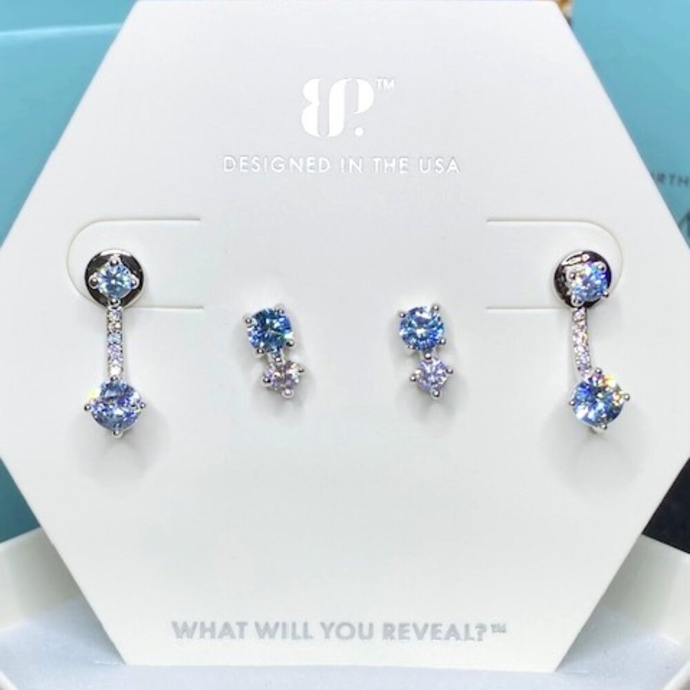 2pc Set Aquamarine CZ Earrings RBP7293 Go Getter